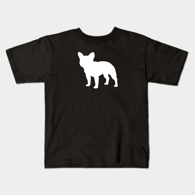 White French Bulldog Silhouette Kids T-Shirt by Coffee Squirrel